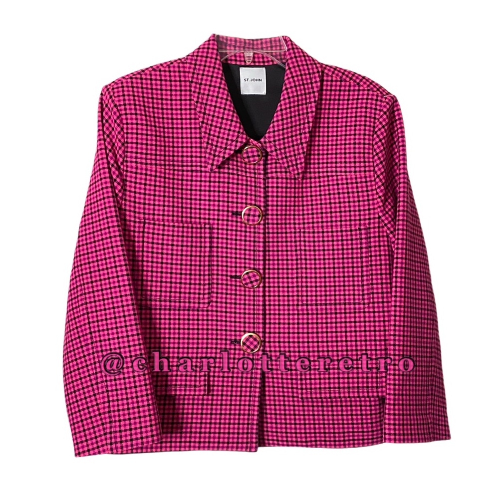St. John • Stretch Mini Plaid Jacket